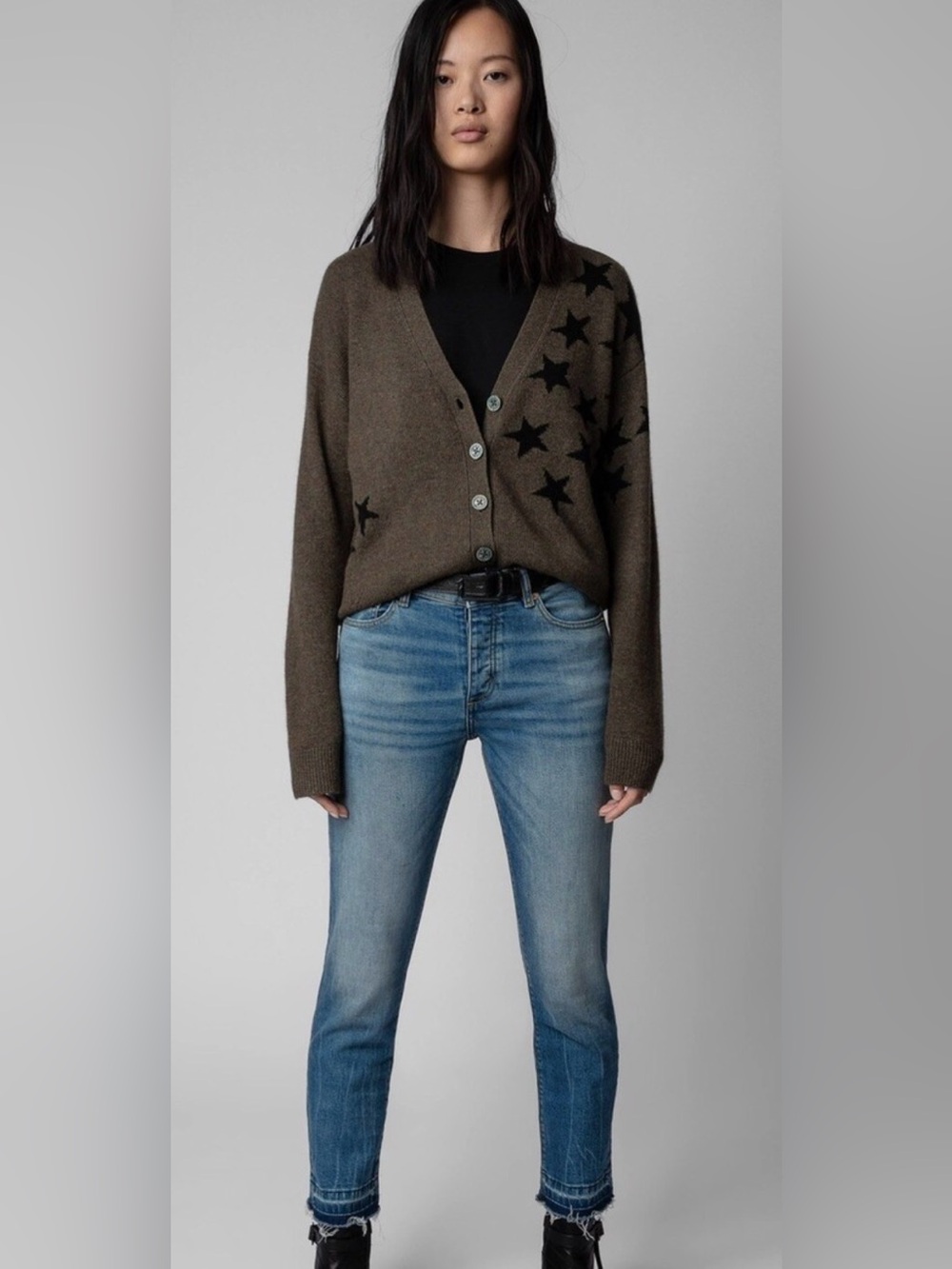 Zadig & Voltaire Mirka Stars Iconic Cashmere Cardigan S